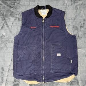 Tyndale FR Vest Mens XL Blue Canvas Quilted Flame Resistant ExxonMobil USA